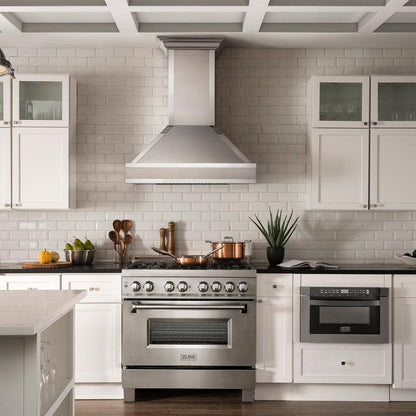 ZLINE 30 in. Designer Series Wall Mount Range Hood in Satin Stainless Steel with Mirror Accents (655MR-30)