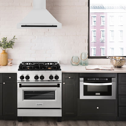 ZLINE Autograph Edition 30 in. Convertible Stainless Steel Range Hood with Stainless Steel Shell and Matte Black Accents (KB4STZ-30-MB)