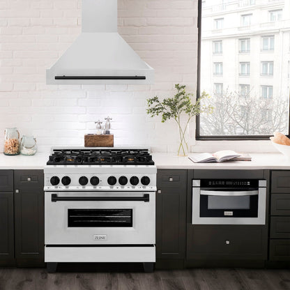ZLINE Autograph Edition 36 in. Stainless Steel Range Hood with Stainless Steel Shell and Matte Black Handle (8654STZ-36-MB)