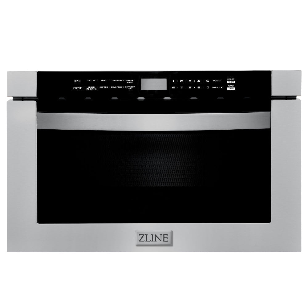 ZLINE Kitchen Package with 36 in. French Door Refrigerator, 48 in. Dual Fuel Range, 48 in. Range Hood, 24 in. Microwave Drawer, 24 in. Tall Tub Dishwasher and 24 in. Beverage Fridge in Stainless Steel (6KPR-RARH48-MWDWV-RBV)