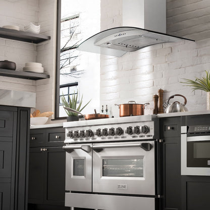 ZLINE 48 in. Convertible Vent Wall Mount Range Hood in Stainless Steel and Glass (KN4-48)