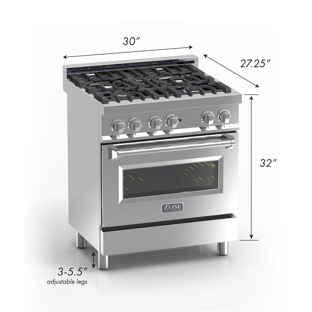 ZLINE 36 in. 4.6 cu. ft. Legacy Dual Fuel Range with 6 Burner Gas Cooktop and Electric Convection Oven in Satin Stainless Steel and Red Gloss Door (RAS-RG-36)
