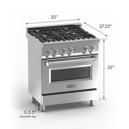 ZLINE 36 in. 4.6 cu. ft. Legacy Dual Fuel Range with 6 Burner Gas Cooktop and Electric Convection Oven in Satin Stainless Steel and Red Gloss Door (RAS-RG-36)