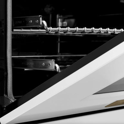ZLINE Autograph Edition 60 in. 7.4 cu. ft. Legacy Dual Fuel Range with 9 Burner Gas Cooktop and 2 Electric Convection Ovens in Stainless Steel with White Matte Doors and Champagne Bronze Accents (RAZ-WM-60-CB)