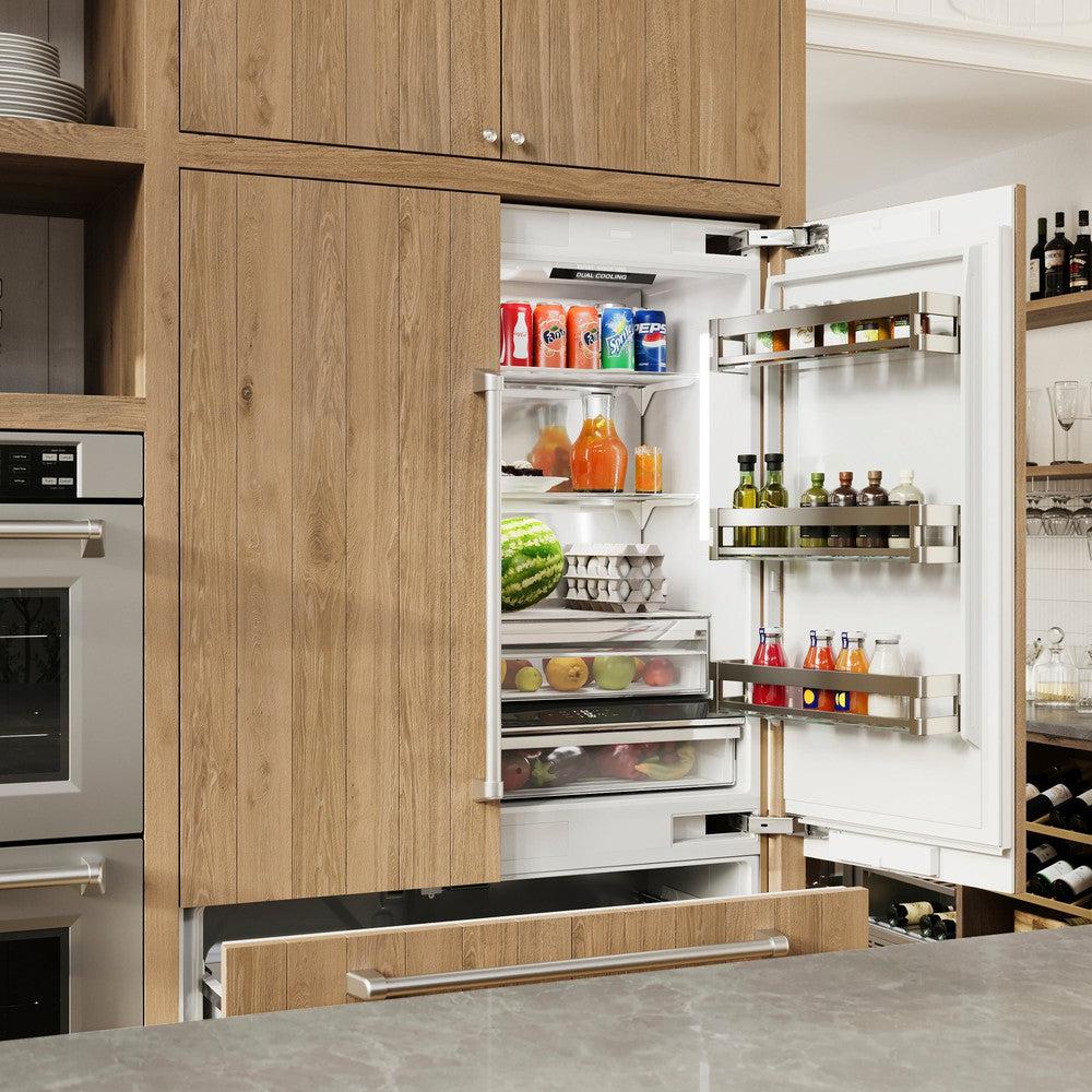 ZLINE 36 in. 19.6 cu. ft. Panel Ready French Door Built-In Bottom Freezer Refrigerator with Water Dispenser and Ice Maker (RBIV-36)