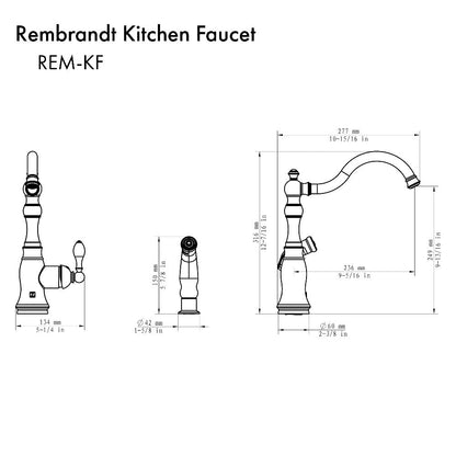 ZLINE Rembrandt Single Handle Kitchen Faucet and Side Sprayer in Chrome (REM-KF-CH)