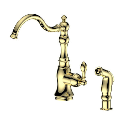 ZLINE Autograph Edition Rembrandt Single Handle Kitchen Faucet and Side Sprayer in Polished Gold (REM-KF-PG)