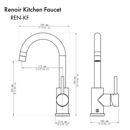 ZLINE Autograph Edition Renoir Single Handle Kitchen Faucet in Polished Gold (REN-KF-PG)