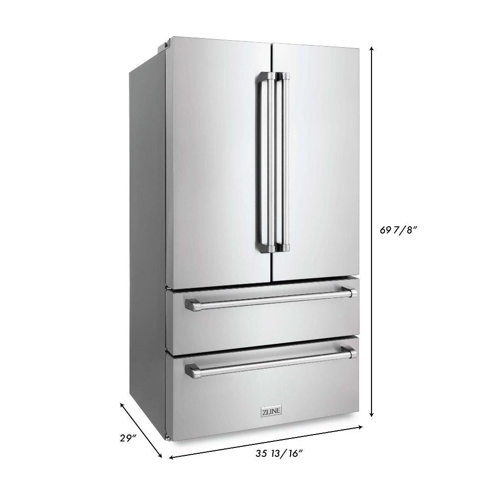 ZLINE Kitchen Package with Refrigerator, 30 in. Stainless Steel Rangetop, 30 in. Range Hood, 30 in. Single Wall Oven and 24 in. Tall Tub Dishwasher (5KPR-RTRH30-AWSDWV)