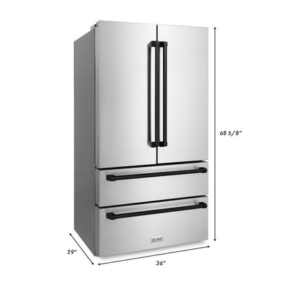 ZLINE Autograph Edition 30 in. Kitchen Package with Stainless Steel Dual Fuel Range, Range Hood, Dishwasher and Refrigerator with Matte Black Accents (4KAPR-RARHDWM30-MB)