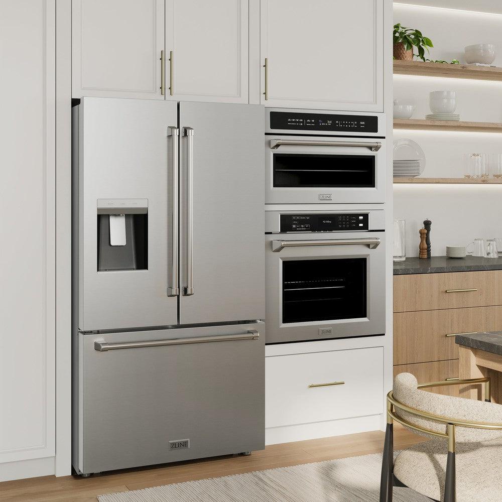 ZLINE 36 in. 28.9 cu. ft. Standard-Depth French Door External Water Dispenser Refrigerator with Dual Ice Maker in Fingerprint-Resistant Stainless Steel (RSM-W-36)