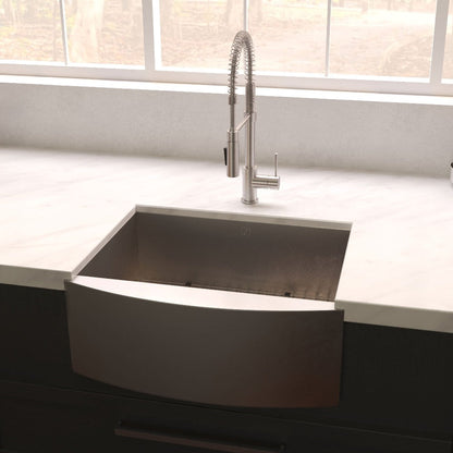 ZLINE 33 in. Vail Farmhouse Apron Mount Single Bowl Stainless Steel Kitchen Sink with Bottom Grid (SAS-33)
