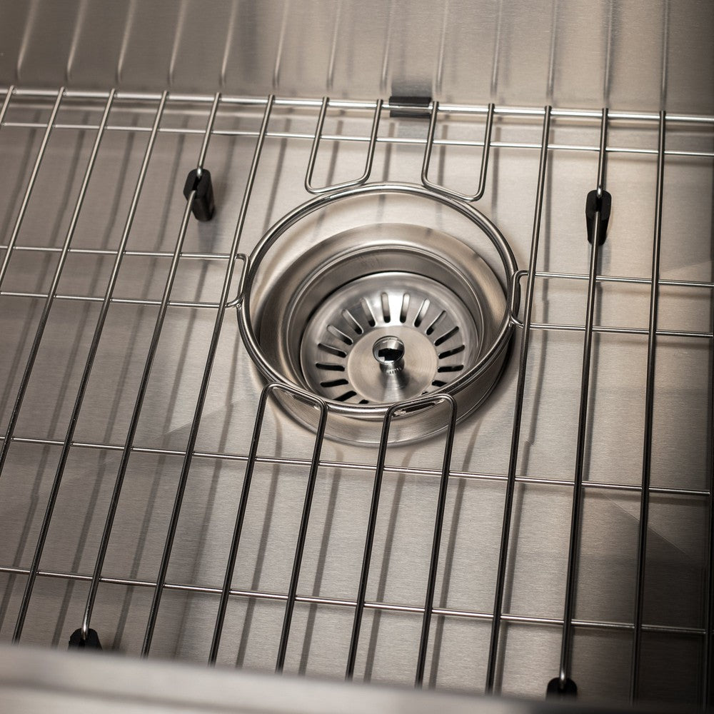 ZLINE 30 in. Garmisch Undermount Single Bowl Stainless Steel Kitchen Sink with Bottom Grid and Accessories (SLS-30)