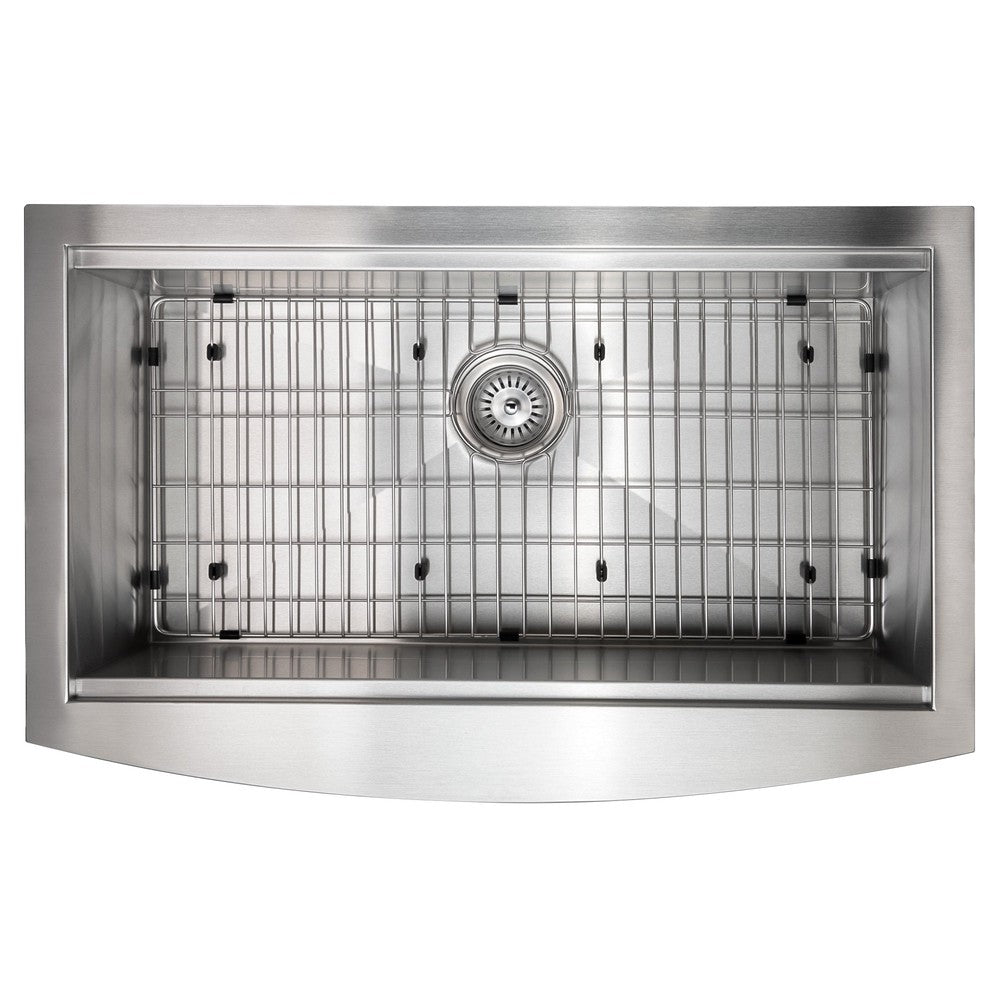 ZLINE 33 in. Moritz Farmhouse Apron Mount Single Bowl Stainless Steel Kitchen Sink with Bottom Grid and Accessories (SLSAP-33)