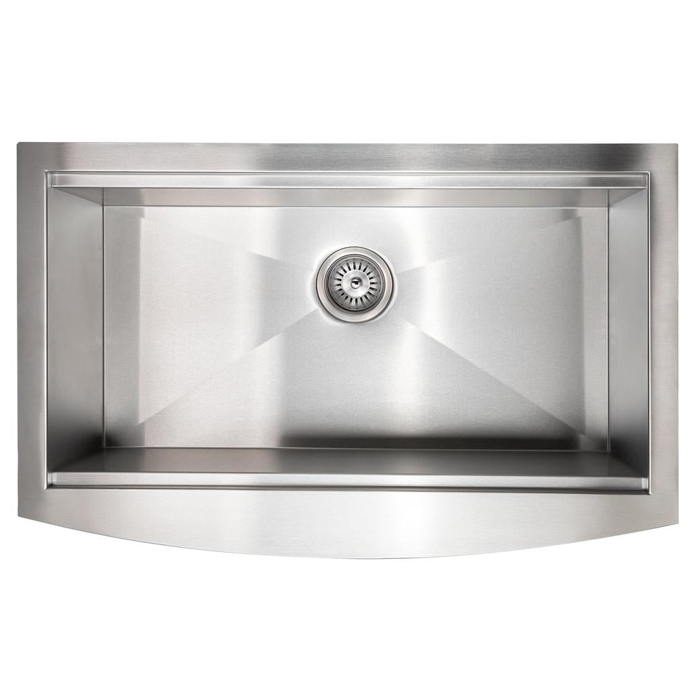 ZLINE 33 in. Moritz Farmhouse Apron Mount Single Bowl Stainless Steel Kitchen Sink with Bottom Grid and Accessories (SLSAP-33)