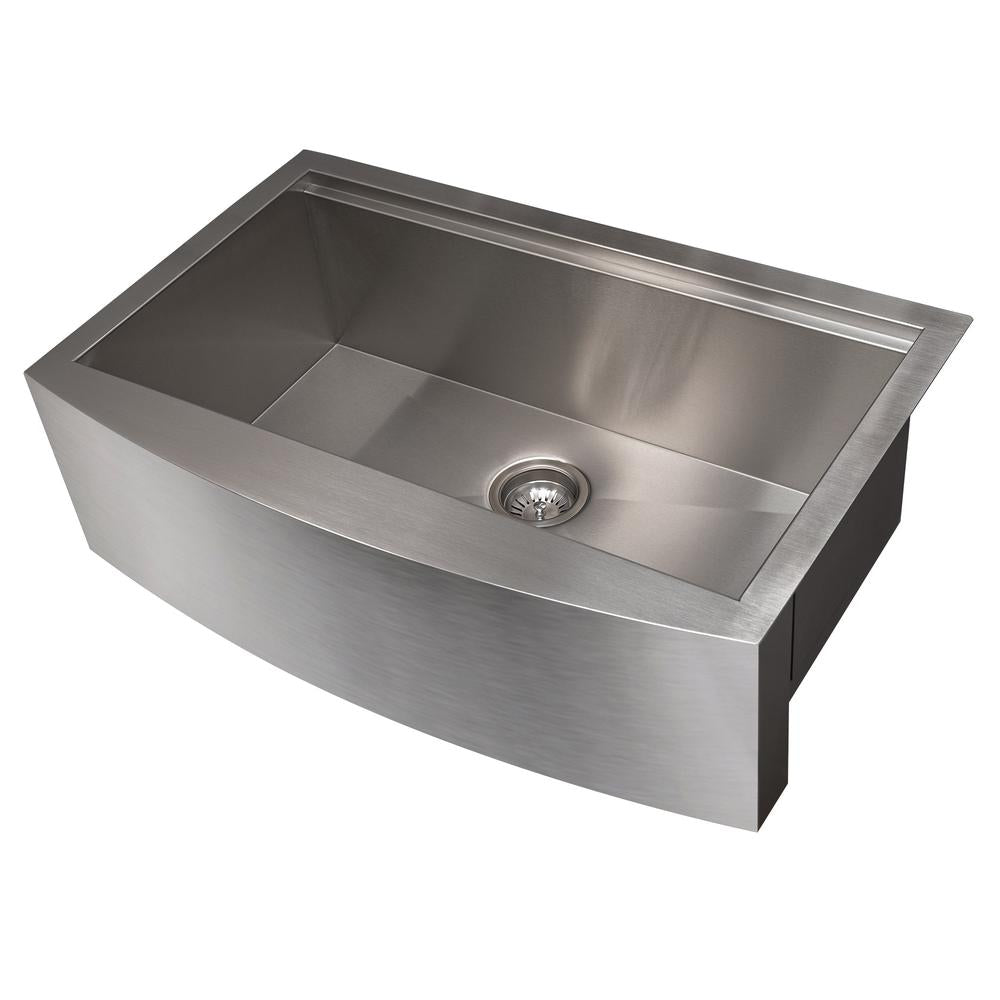 ZLINE 33 in. Moritz Farmhouse Apron Mount Single Bowl Stainless Steel Kitchen Sink with Bottom Grid and Accessories (SLSAP-33)