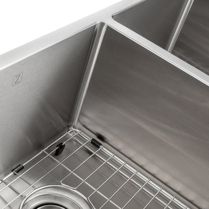 ZLINE 33 in. Anton Undermount Double Bowl Stainless Steel Kitchen Sink with Bottom Grid (SR50D-33)