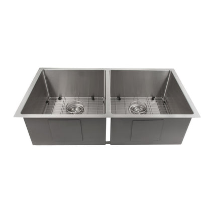 ZLINE 36 in. Anton Undermount Double Bowl Stainless Steel Kitchen Sink with Bottom Grid (SR50D-36)