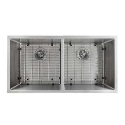 ZLINE 36 in. Anton Undermount Double Bowl Stainless Steel Kitchen Sink with Bottom Grid (SR50D-36)