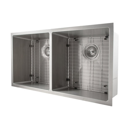 ZLINE 36 in. Anton Undermount Double Bowl Stainless Steel Kitchen Sink with Bottom Grid (SR50D-36)