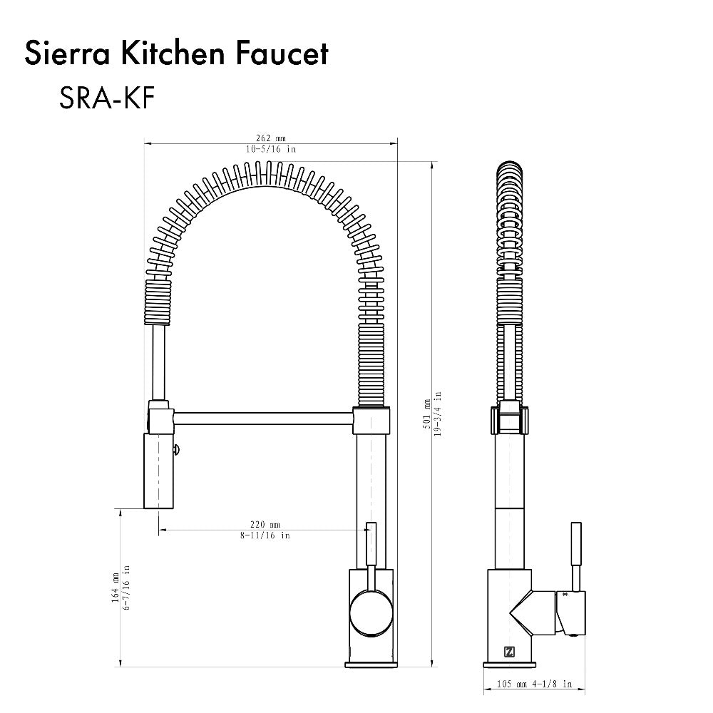 ZLINE Sierra Pull Down Spring Single Handle Kitchen Faucet in Brushed Nickel (SRA-KF-BN)