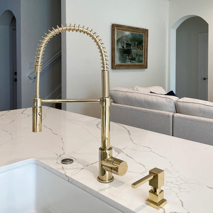 ZLINE Autograph Edition Sierra Pull Down Spring Single Handle Kitchen Faucet in Polished Gold (SRA-KF-PG)