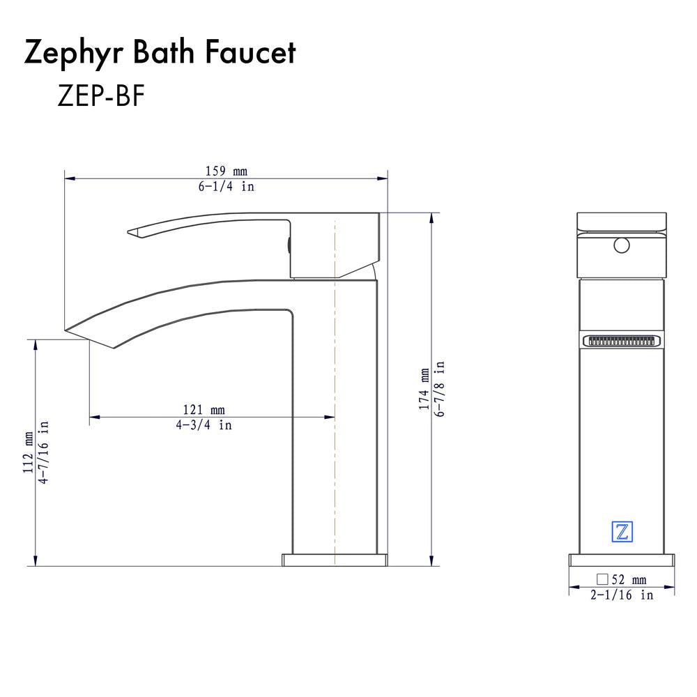 ZLINE Autograph Edition Zephyr Single Handle Bath Faucet in Matte Black (ZEP-BF-MB)