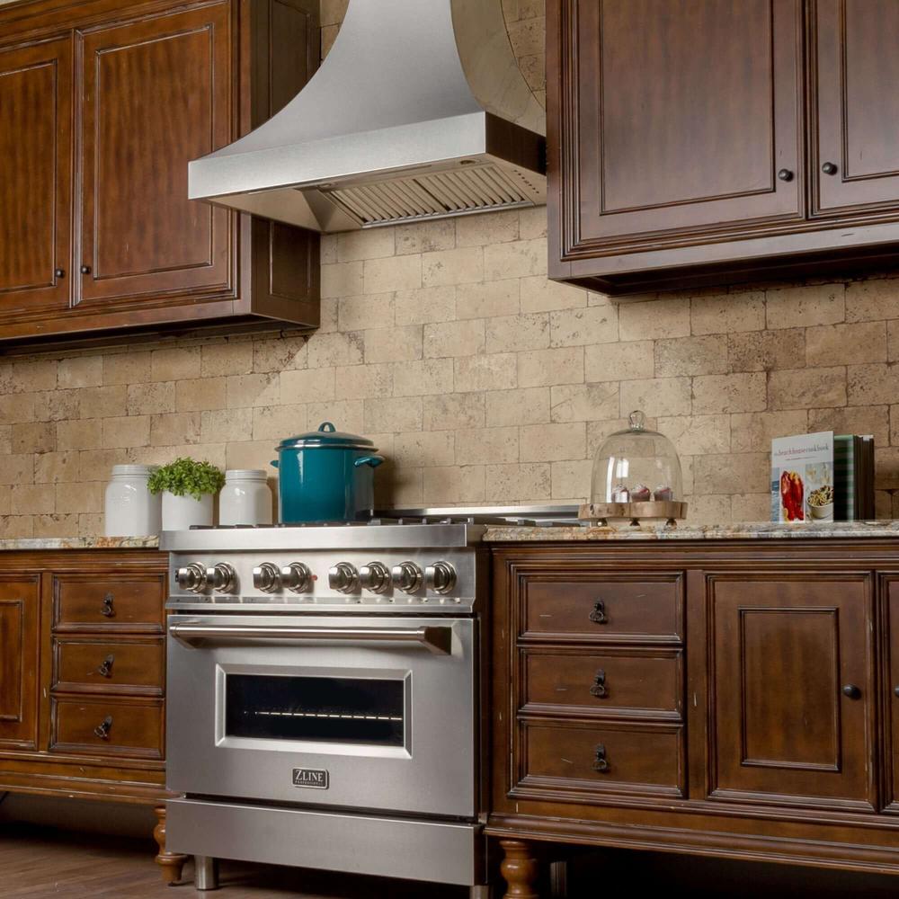 ZLINE 30 in. Designer Series Satin Stainless Steel Ducted Wall Range Hood (8632S-30)
