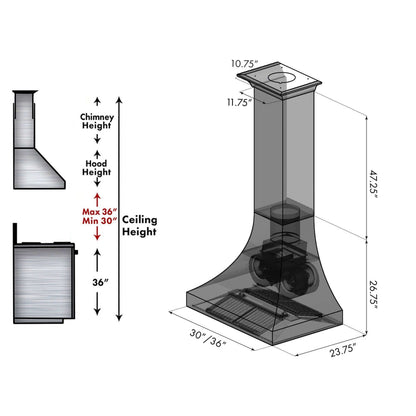 ZLINE 48 in. Designer Series Satin Stainless Steel Ducted Wall Range Hood (8632S-48)