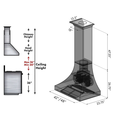 ZLINE 48 in. Designer Series Satin Stainless Steel Ducted Wall Range Hood (8632S-48)