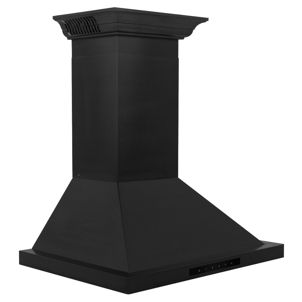 ZLINE 30 in. CrownSound™ Ducted Vent Wall Mount Range Hood in Black Stainless Steel with Built-in Bluetooth Speakers (BSKBNCRN-BT-30)