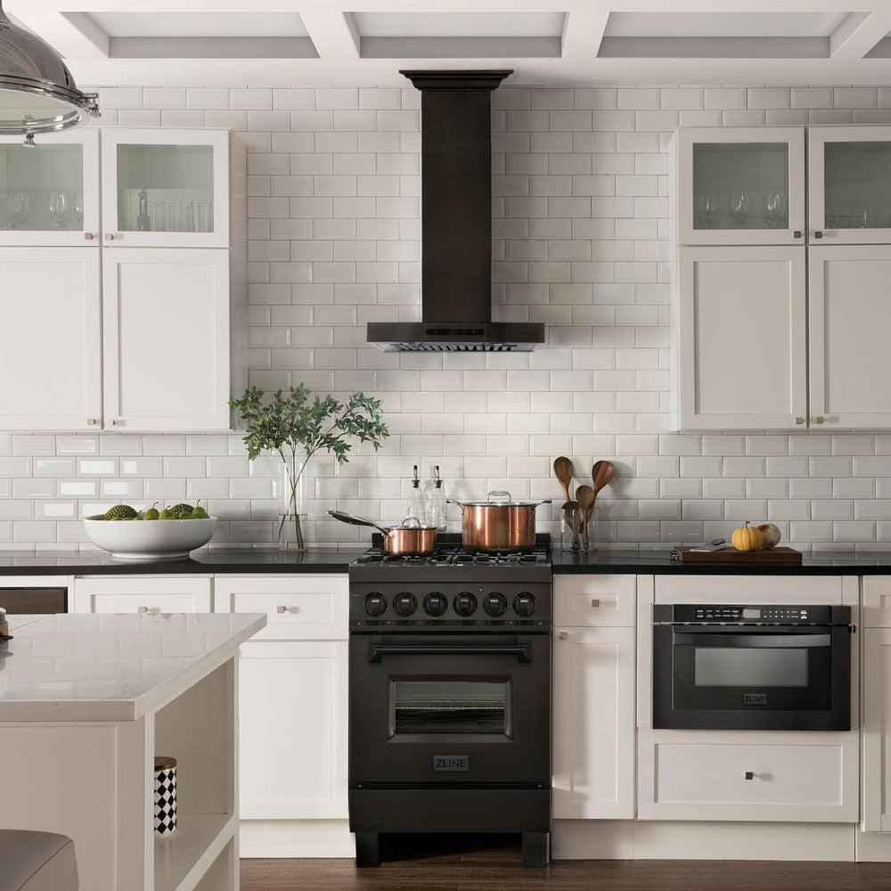 ZLINE 30 in. CrownSound™ Ducted Vent Wall Mount Range Hood in Black Stainless Steel with Built-in Bluetooth Speakers (BSKENCRN-BT-30)