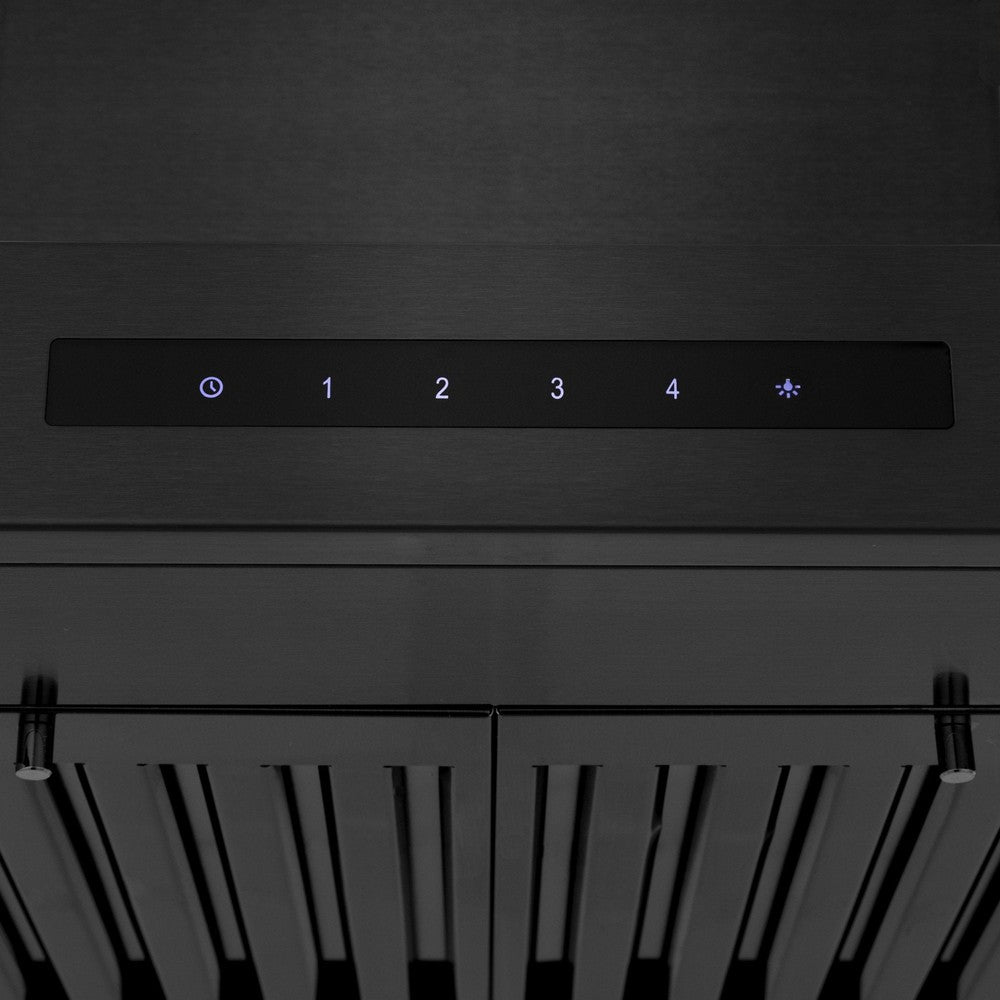 ZLINE 30 in. CrownSound™ Ducted Vent Wall Mount Range Hood in Black Stainless Steel with Built-in Bluetooth Speakers (BSKENCRN-BT-30)