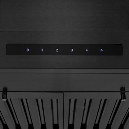 ZLINE 30 in. CrownSound™ Ducted Vent Wall Mount Range Hood in Black Stainless Steel with Built-in Bluetooth Speakers (BSKENCRN-BT-30)