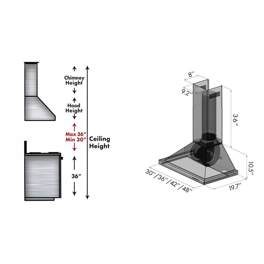 ZLINE 30 in. Designer Series Satin Stainless Steel Convertible Vent Wall Mount Range Hood (8KBS-30)