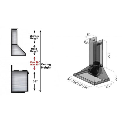 ZLINE 30 in. Designer Series Satin Stainless Steel Convertible Vent Wall Mount Range Hood (8KBS-30)