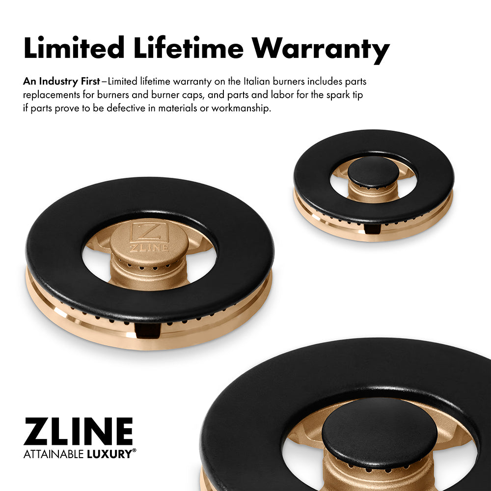 ZLINE Designer Collection 30 in. 4.2 cu. ft. Paramount Gas Range with 4 Burner DuoPro™ Cooktop and Convection Gas Oven in Black Satin Stainless Steel with Matte Black and Champagne Bronze Accents (PSGRBSZ-30-MBCB)