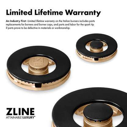 ZLINE Autograph Edition 36 in. 5.2 cu. ft. Paramount Dual Fuel Range with 6 Burner DuoPro™ Cooktop and Electric Convection Oven in Stainless Steel and Polished Gold Accents (PSDRZ-36-G)