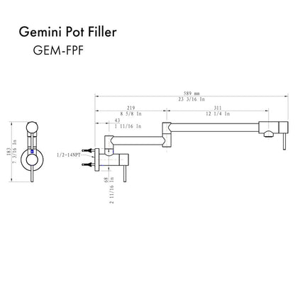 ZLINE Gemini Pot Filler in Chrome (GEM-FPF-CH)