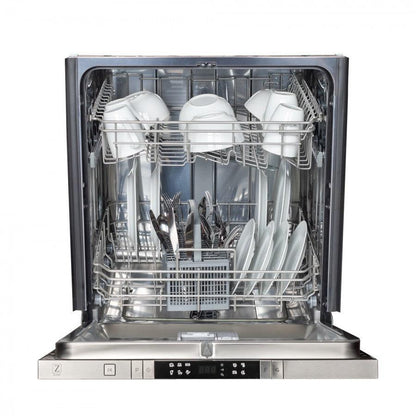 ZLINE 24 in. Top Control Built-In Dishwasher with Satin Stainless Steel Panel and Stainless Steel Tub with Traditional Style Handle, 52dBa (DW-SN-H-24)