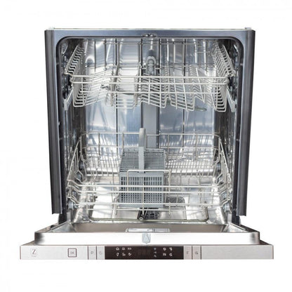 ZLINE 24 in. Top Control Built-In Dishwasher with Satin Stainless Steel Panel and Stainless Steel Tub with Traditional Style Handle, 52dBa (DW-SN-H-24)