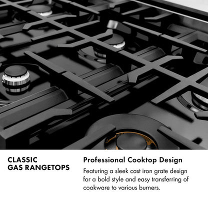 ZLINE 36 in. Classic Gas Rangetop with 6 Burners and Porcelain Cooktop in Stainless Steel (RT36)