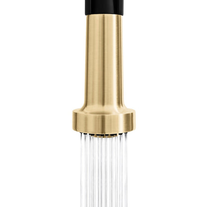 ZLINE Autograph Edition Apollo Pull Down Spring Single Handle Kitchen Faucet in Matte Black and Champagne Bronze (APL-KF-ZMBCB)