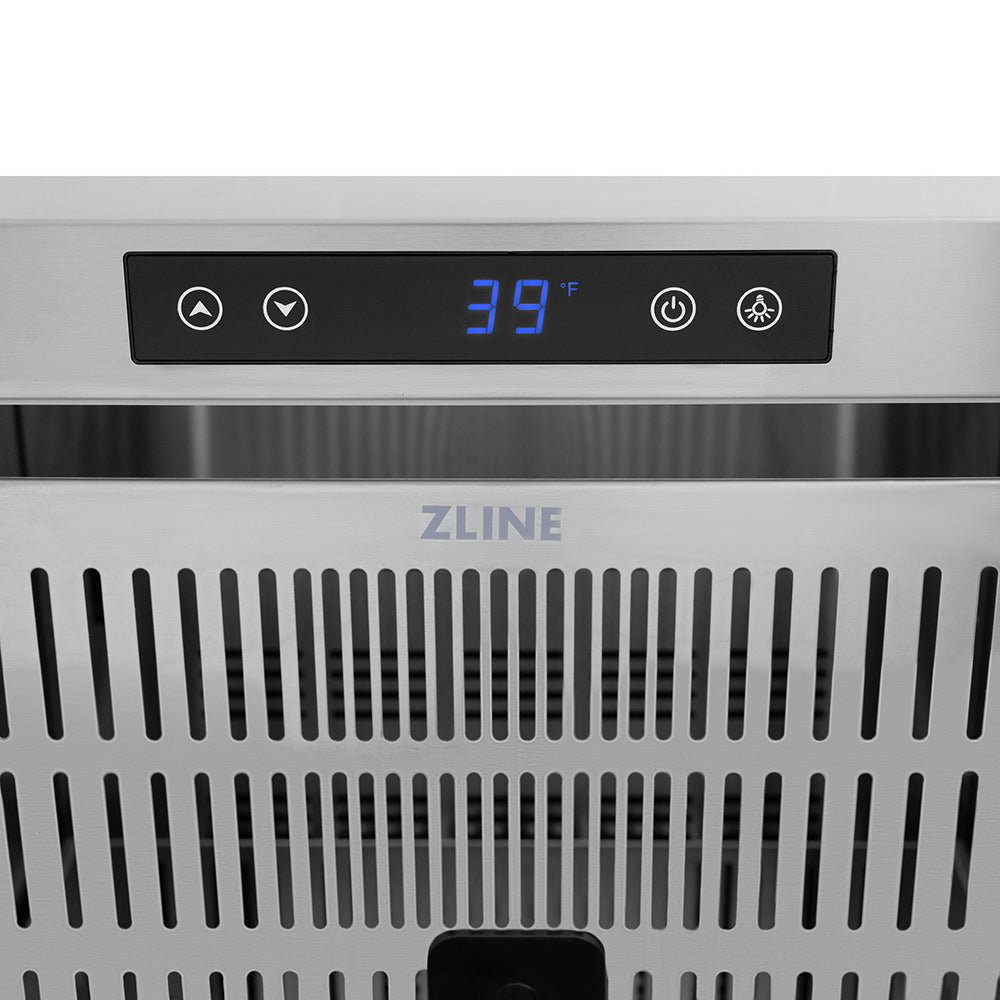 ZLINE Autograph Edition 24 in. Touchstone 168 Can Outdoor-Rated Dual Refrigerator Drawer with Black Stainless Steel Doors and Polished Gold Helix Handles (RDSOZ-BS-24-KG)