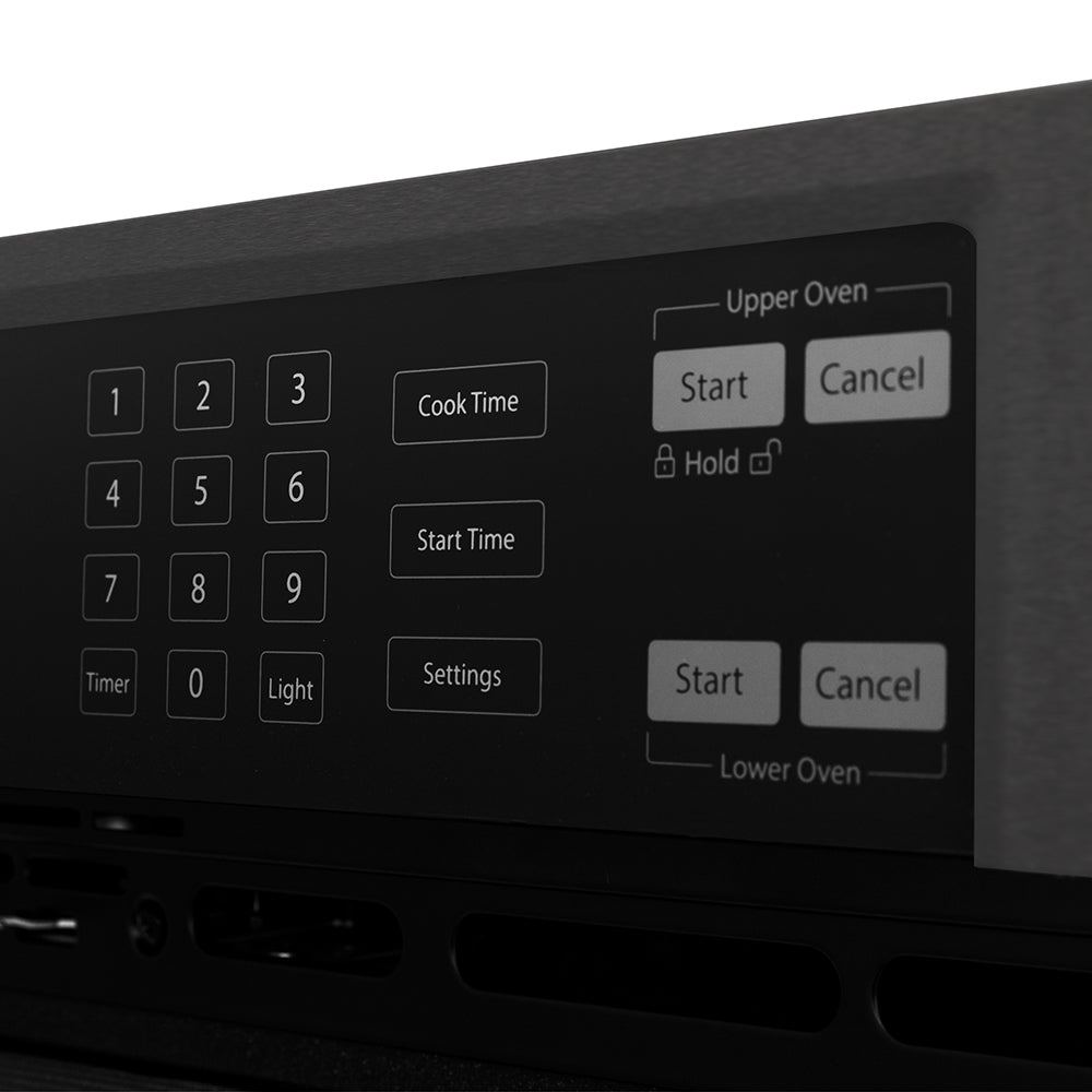 ZLINE Autograph Edition 30 in. Professional True Convection Double Wall Oven with Air Fry and Self Clean in Black Stainless Steel with Polished Gold Helix Handles (WADBZ-30-KG)