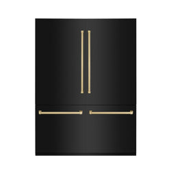 ZLINE Autograph Edition 60 in. 32.2 cu. ft. French Door Built-In Bottom Freezer Refrigerator with Water Dispenser and Ice Maker in Black Stainless Steel with Champagne Bronze Accents (RBIVZ-BS-60-CB)