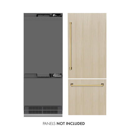 ZLINE Autograph Edition 30 in. 16.1 cu. ft. Panel Ready Built-In Bottom Freezer Refrigerator with Water Dispenser and Ice Maker with Graphite Gray Interior and Polished Gold Accents (GRBIVZ-30-G)