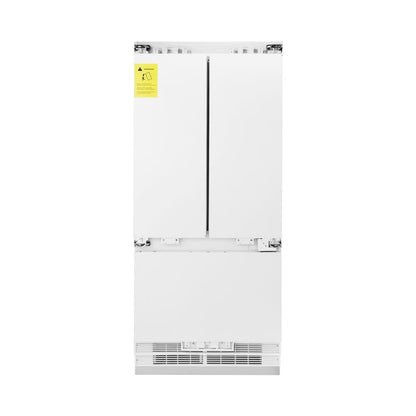 ZLINE Autograph Edition 36 in. 19.6 cu. ft. Panel Ready French Door Built-In Bottom Freezer Refrigerator with Water Dispenser and Ice Maker with Matte Black Accents (RBIVZ-36-MB)