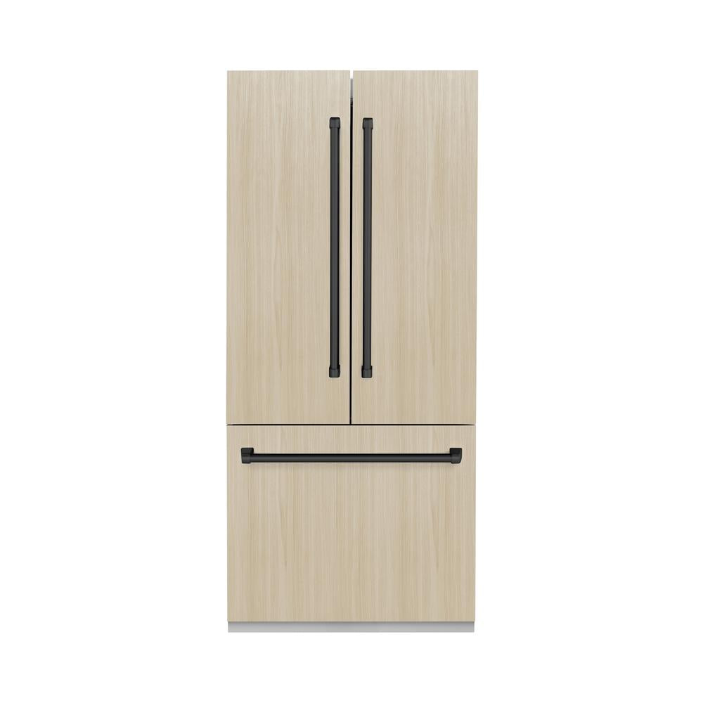 ZLINE Autograph Edition 36 in. 19.6 cu. ft. Panel Ready French Door Built-In Bottom Freezer Refrigerator with Water Dispenser and Ice Maker with Matte Black Accents (RBIVZ-36-MB)