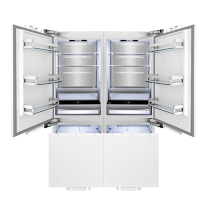 ZLINE Autograph Edition 60 in. 32.2 cu. ft. Panel Ready French Door Built-In Bottom Freezer Refrigerator with Water Dispenser and Ice Maker with Polished Gold Accents (RBIVZ-60-G)